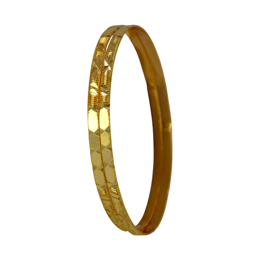 Contemporary Gold Plated Designer Cutting Bangles showcasing a brilliant diamond-cut design.