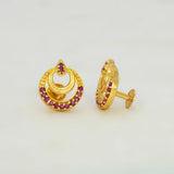 Crescent Gold Plated Stone Stud Earrings