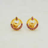 Crescent Gold Plated Stone Stud Earrings