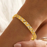 Chevron Zigzag Pattern Two-Tone Bangle