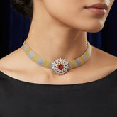Two-Tone Designer Bridal CZ Ruby Choker