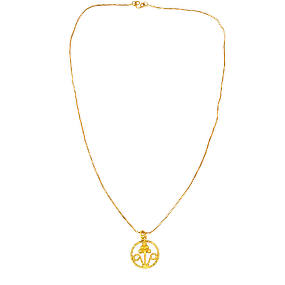Simple Gold-Plated Floral Pendant With Chain on a delicate gold chain, perfect for everyday wear or special occasions.