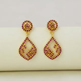 Ruby Stone Teardrop Drop Earrings