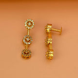 Elegant-Gold-Plated-Triple-Floral-Drop-Earrings