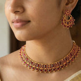 Elegant Antique Finish Kemp Stone Necklace Set