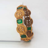 Antique Gold Plated Big Square Emerald Stone Lakshmi Bangle