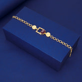 सोने की परत चढ़ा चौकोर कट वाला बहुरंगी पत्थर का ब्रेसलेट