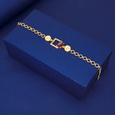 Stylish Gold Plated Square CZ Stone Ladies Bracelet