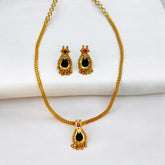 Elegant Gold Plated Green Nagapadam Pendant Set featuring a necklace and matching earrings.