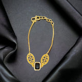 Elegant Gold Plated Square Green Black Stone Ladies Bracelet