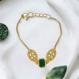 Elegant Gold Plated Square Stone Ladies Bracelet