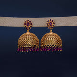 Elegant Kemp Stone Big Matte Jhumka Earrings
