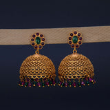 Elegant Kemp Stone Big Matte Jhumka Earrings