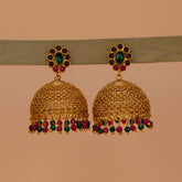 Elegant Kemp Stone Big Matte Jhumka Earrings