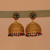 Elegant Kemp Stone Big Matte Jhumka Earrings