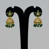 Alluring Gold-Plated Emerald CZ Jhumka Earrings