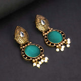 Fashion Golden Oxidized Monalisa Stone Earrings