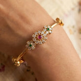 Floral CZ Ruby Emerald Stone Bangle