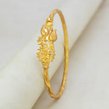 Gold Plated Floral Bouquet Bangle featuring intricate floral motif in yellow gold.