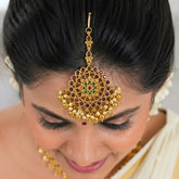 Floral Design Multi-Colour Kemp Stone Maang Tikka