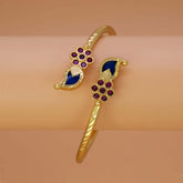 Gold Plated Floral Ruby Stones Open Mango Bangle