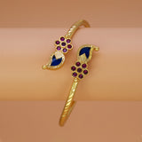 Gold Plated Floral Ruby Stones Open Mango Bangle