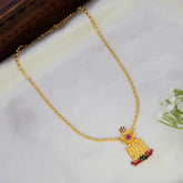Gold Plated South Indian Square Pendant Necklace