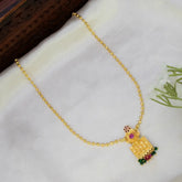 Gold Plated South Indian Square Pendant Necklace
