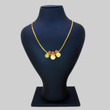 Gold Plated Triple Floral Ruby Lakshmi Kasu Necklace