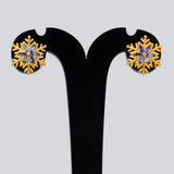 Gold Plated Snowflake Stone Stud Earrings