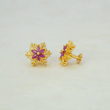 Gold Plated Snowflake Stone Stud Earrings