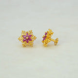 Gold Plated Snowflake Stone Stud Earrings