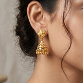 Gold-Plated Small Floral Jhumka Earrings