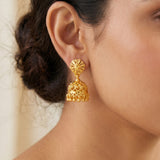 Gold-Plated Small Floral Jhumka Earrings For Women