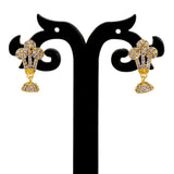 Glorious Purple CZ Big Crown Stud With Small Jhumka