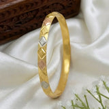 Gold Plated Three-Tone Diamond-Cut Bangle