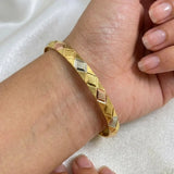Gold Plated Three-Tone Diamond-Cut Bangle