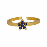 Dazzling Gold Plated Adjustable Floral Stone Finger Ring