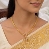 Gold Plated Attigai Stone Pendant Necklace