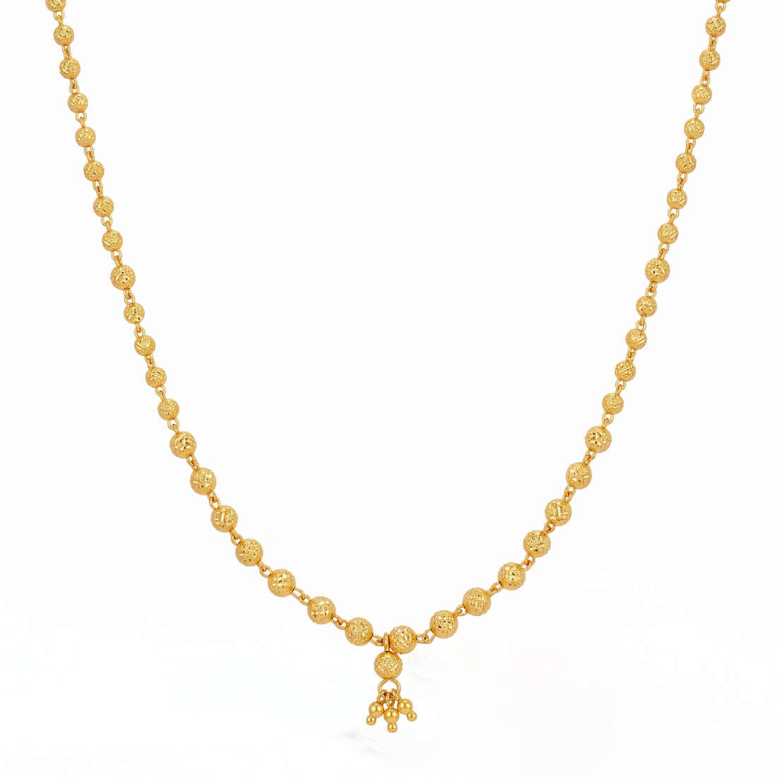 Gold Plated Designer Ball Chain Necklace featuring textured golden beads for a radiant shimmer.