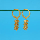 Gold-Plated-CZ-Cluster-Drop-Hoop-Earrings