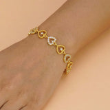 Gold Plated CZ Heart Link Bracelet for Women