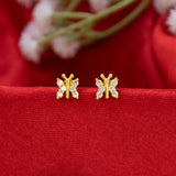 Gold Plated CZ Butterfly Stud Earrings for Kids