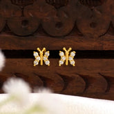 Gold Plated CZ Butterfly Stud Earrings for Kids