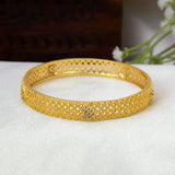Mesh Gold Plated Heart Design CZ stone Bangle