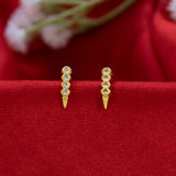 Gold-Plated Linear CZ Stone Stud Earrings