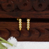 Gold-Plated Linear CZ Stone Stud Earrings