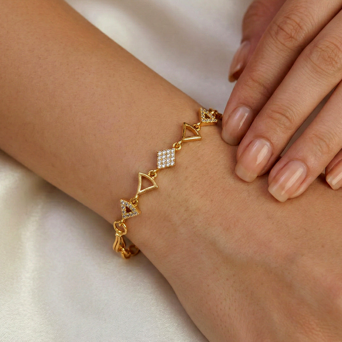 Gold Plated CZ Triangle Bracelet