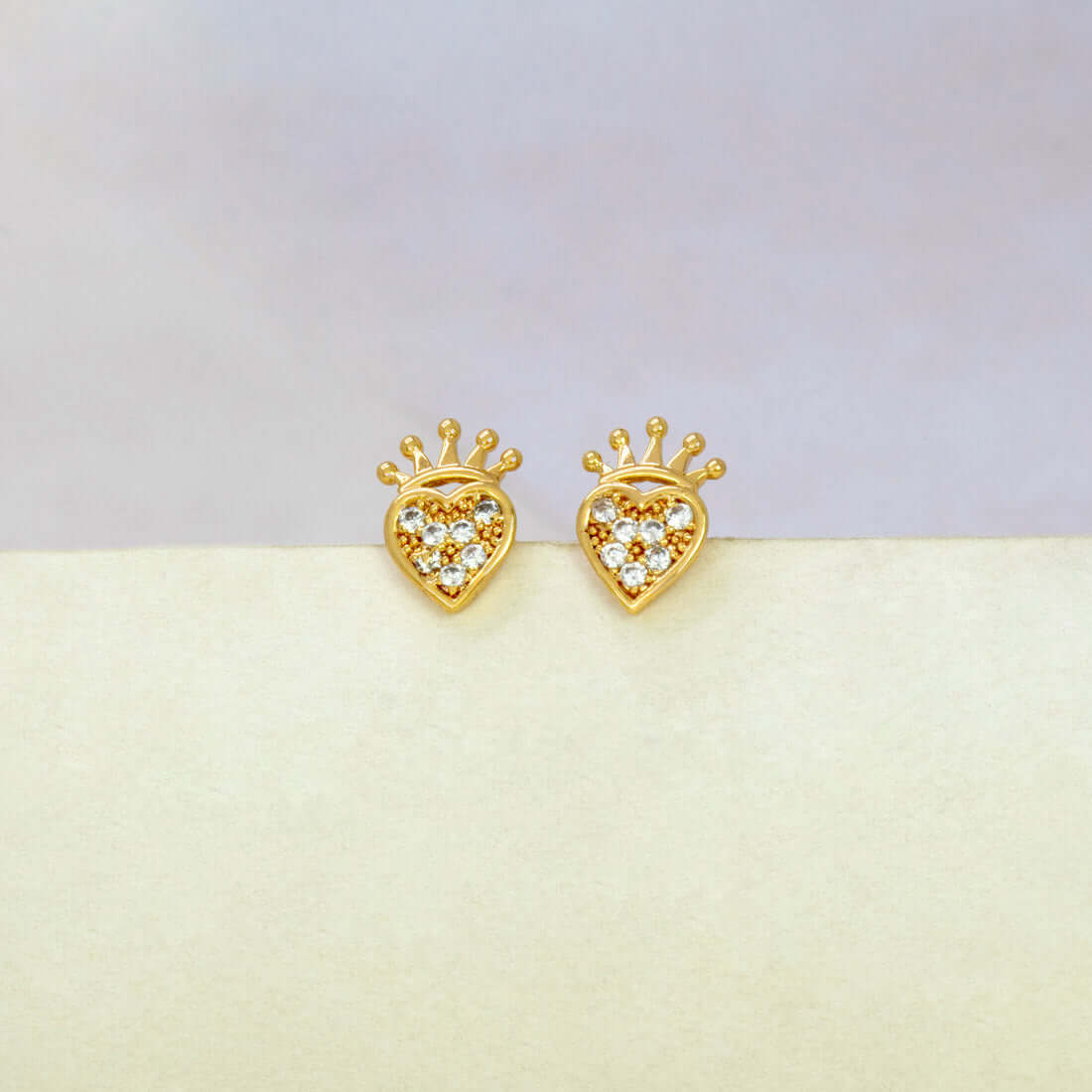 Gold-Plated-Crown-Heart-Stud-Earrings