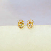 Gold-Plated-Crown-Heart-Stud-Earrings